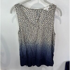 Charming Charlie Blue Ombre Pattern Key Hole Back Sleeveless Blouse Women's L‎